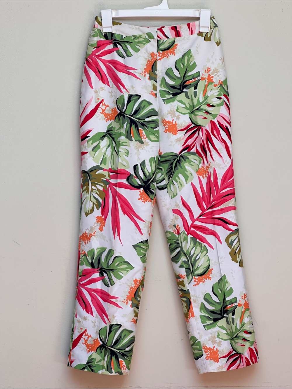 Talbots Petites Multicolor Tropical Leaf Floral 100% Silk Lined Pants Size 4P
